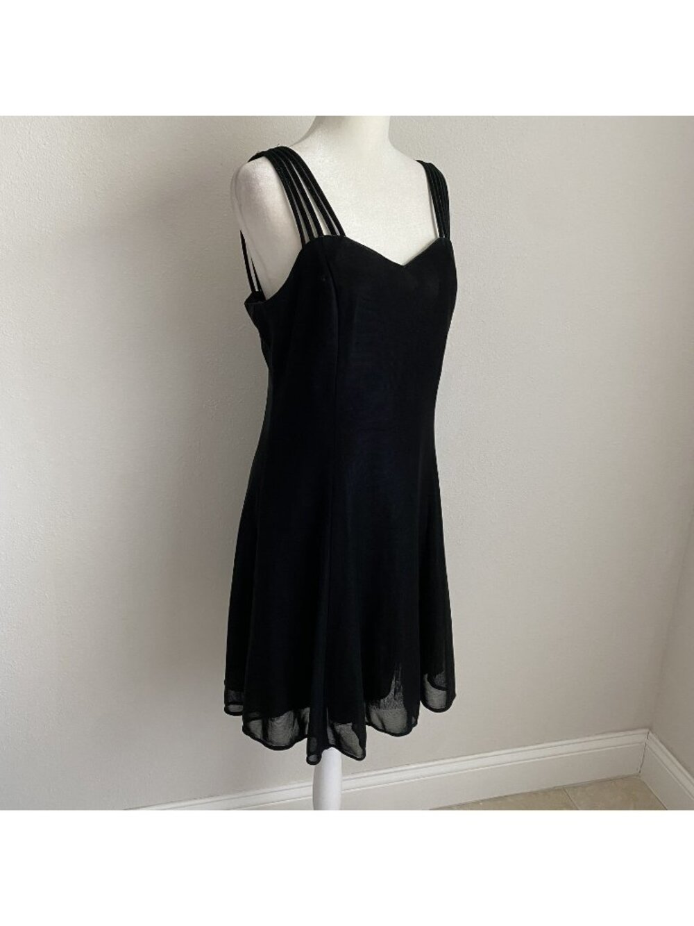 Vintage All That Jazz Womens 13/14 Mini Dress Green Iridescent Over Black